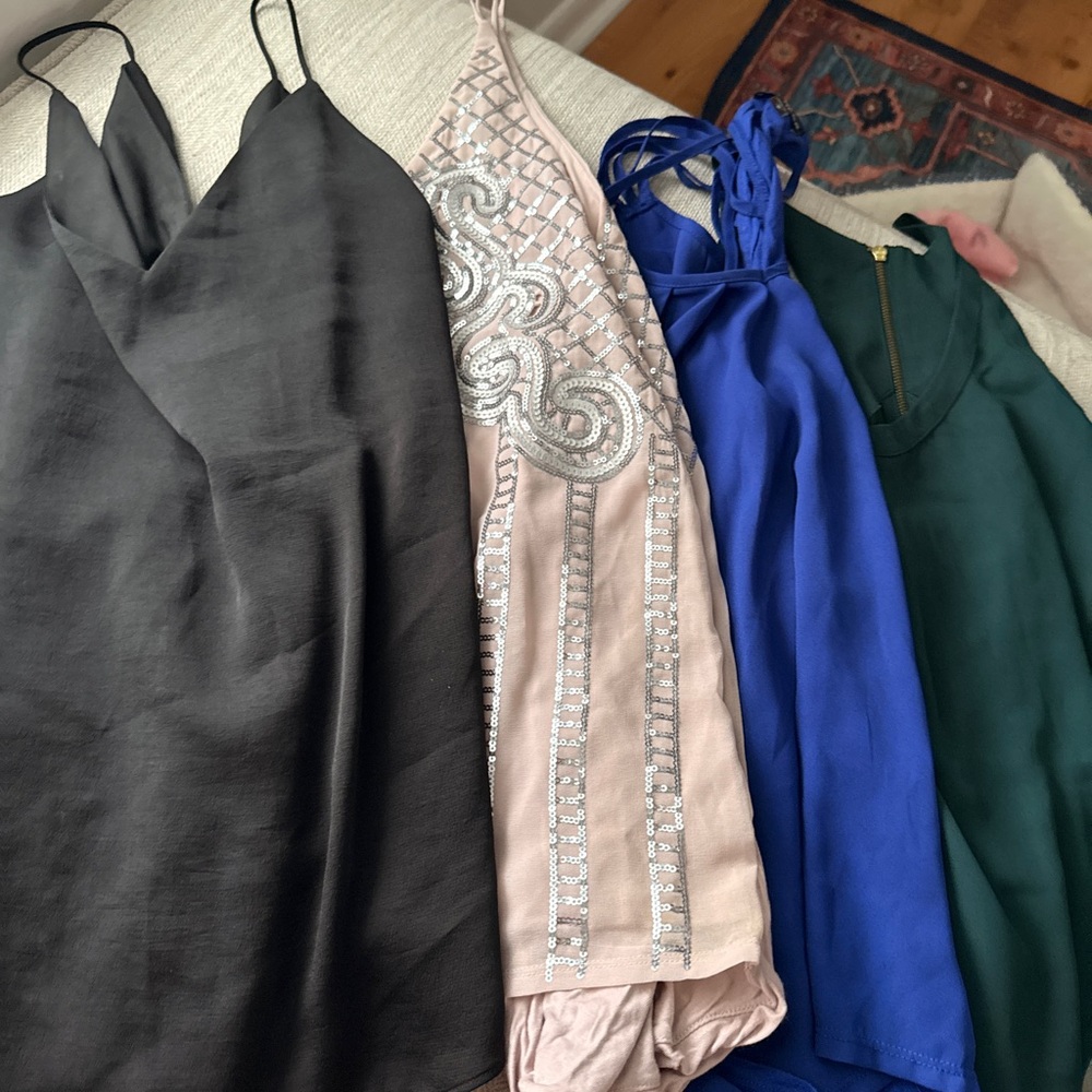 Express Camisoles in Black, Pink, Blue, and Green